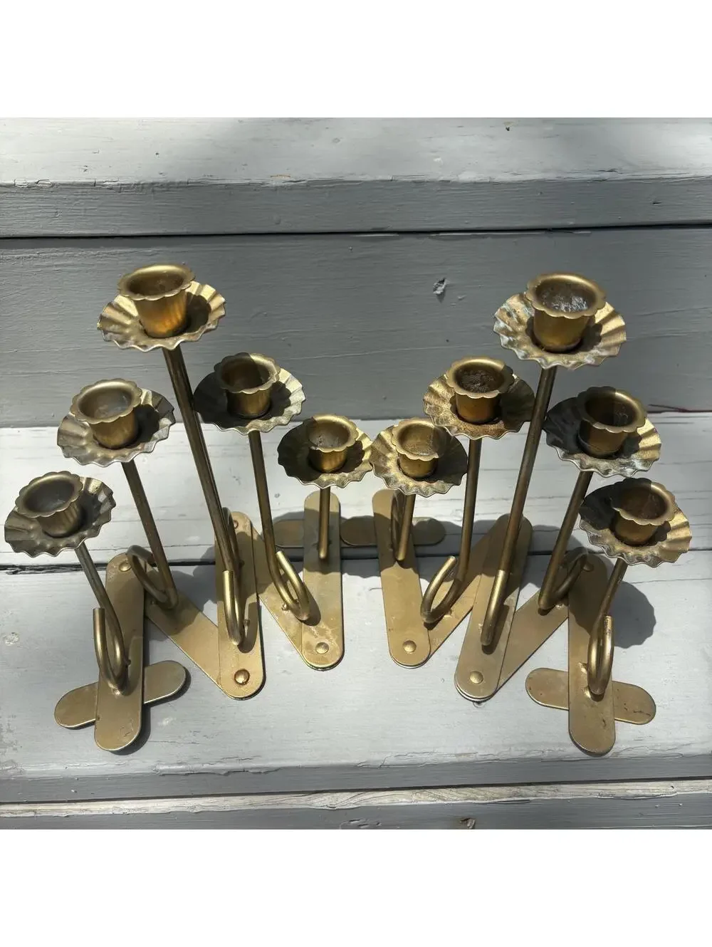 Pair of Candle Holder for Five Candles - gold/brass tone